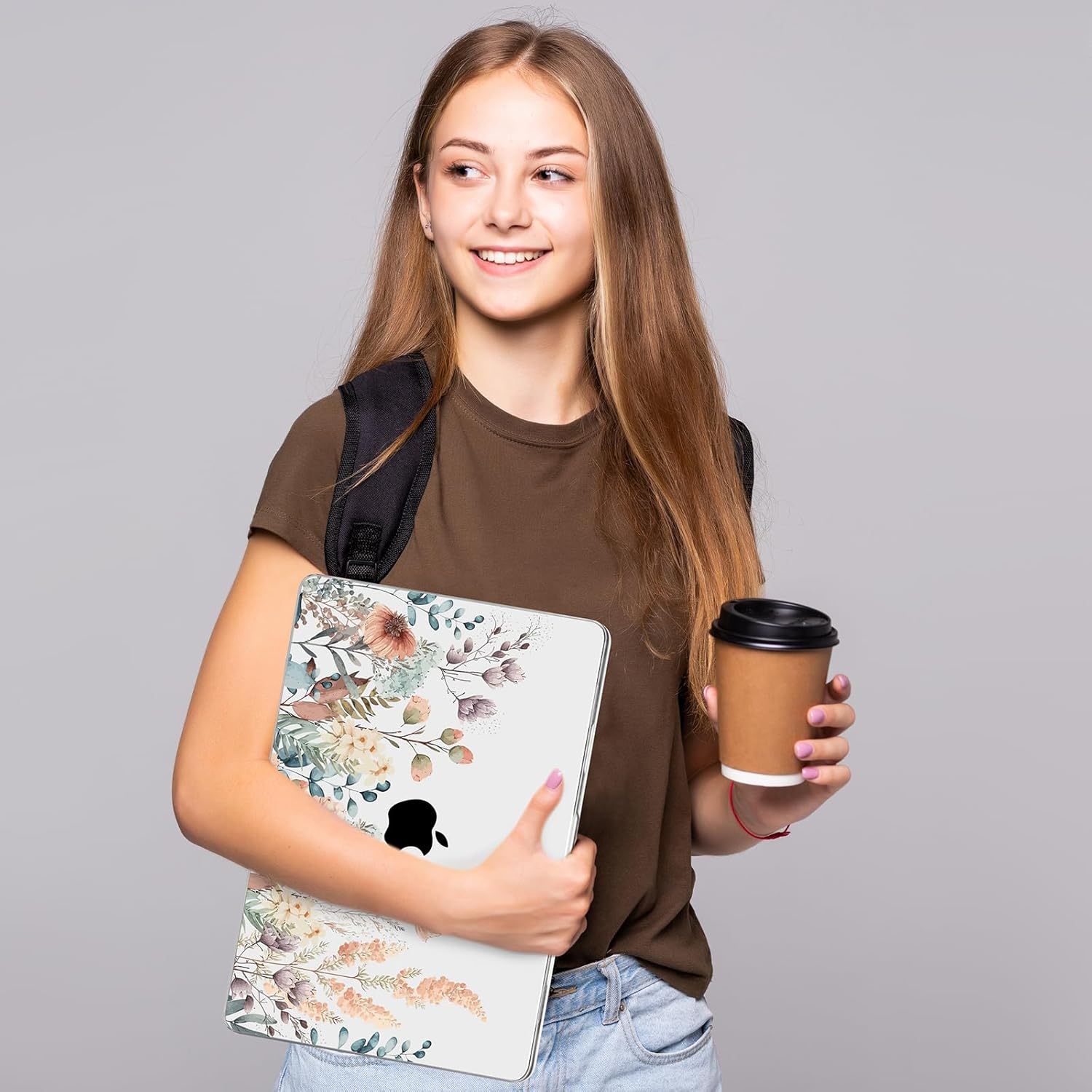 MecBevia Compatible with MacBook Air 13.3 inch Case 2021-2018 Release A2337 M1 A2179 A1932 Touch ID, Plastic Hard Shell&Keyboard Cover&Screen Protector&Webcam Cover&Type-C Adapter, Abstract Flower - Image 8