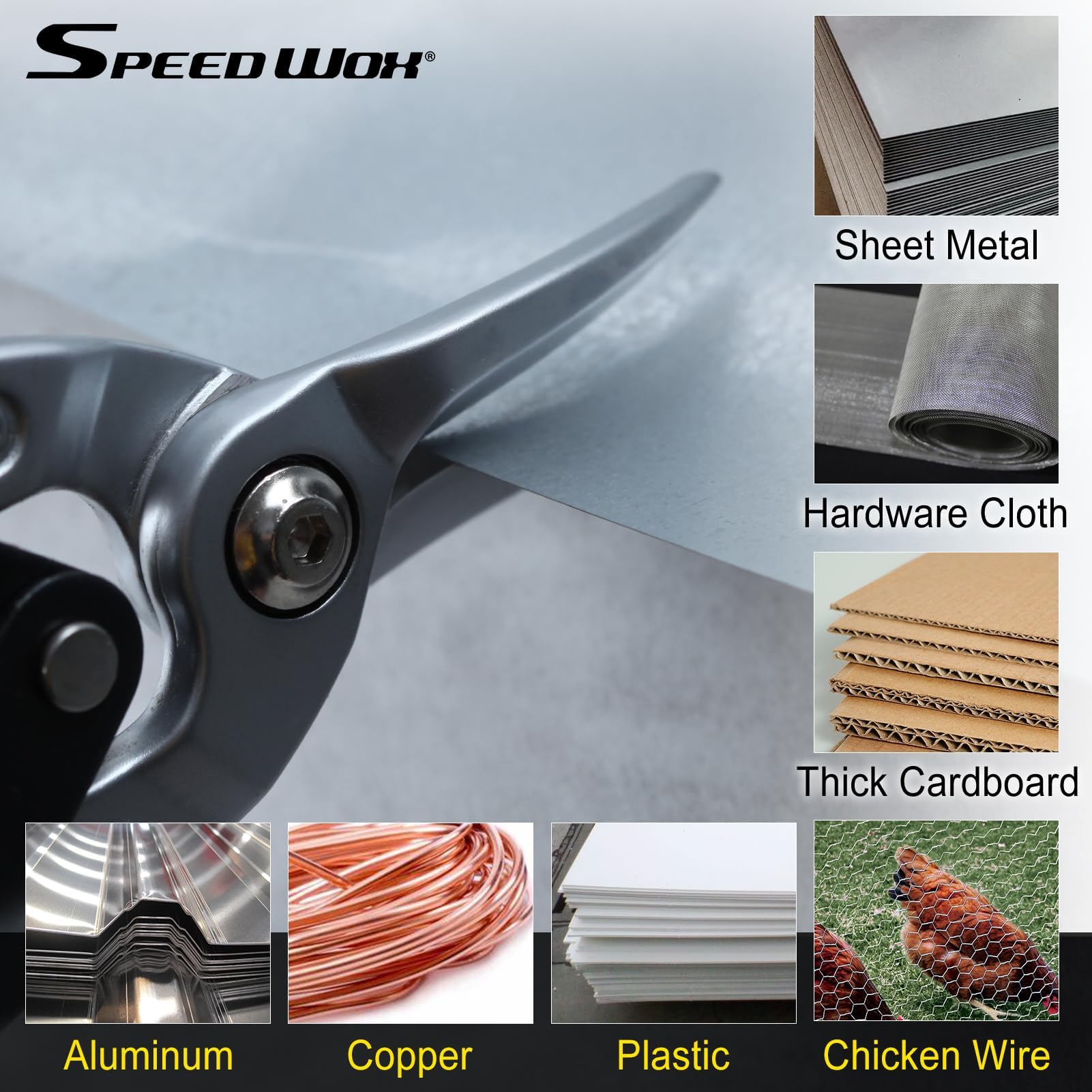SPEEDWOX 10 Inch Straight Cut Aviation Tin Snips Offset Aviation Snip Labor Saving Tin Snip Wire Cutter for Cutting Metal Sheet with Serrated Jaws Non-Slip Handle Safety Latch and Hanging Hole - Image 3
