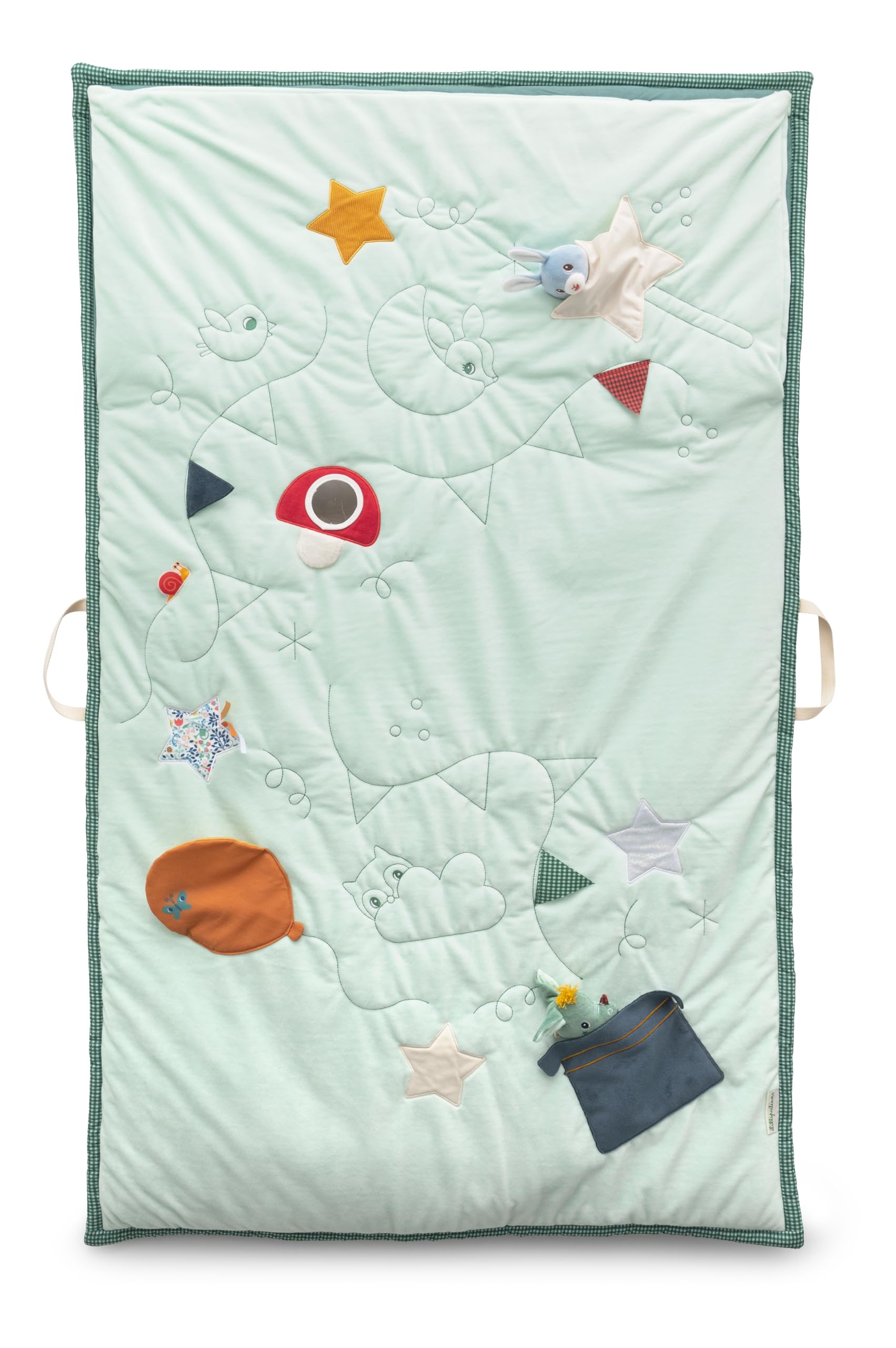 Lilliputiens – 2-in-1 Activity Mat and Sleeping Bag - Joe the Dragon for Babies – Sensory Play Mat and Cozy Sleeping Bag – Interactive Activities, Glow-in-the-Dark Stars – 83463