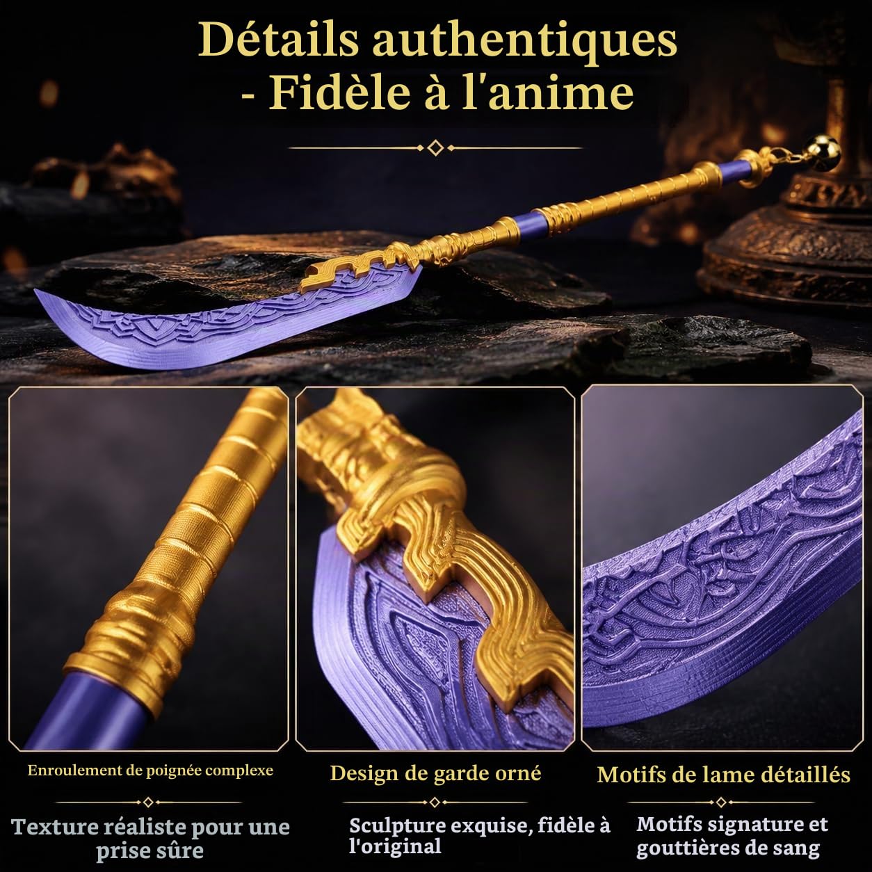 Zerodis Épée Longue de Cosplay, Réplique D'épée D'anime avec Matériau PLA Léger, Utilisation Multifonctionnelle et Design Authentique pour Les Conventions D'anime et Les événements de