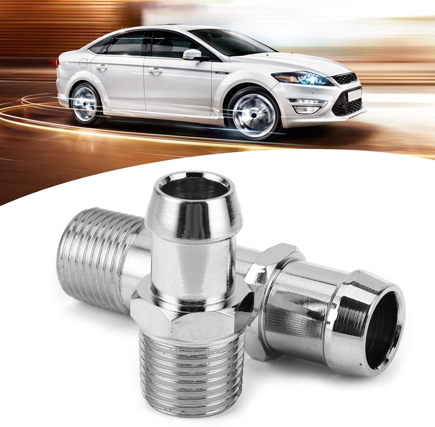 Stainless Steel Heater Hose Connector, 3/4 inch and 5/8 inch Straight Fitting, 2-Piece Set