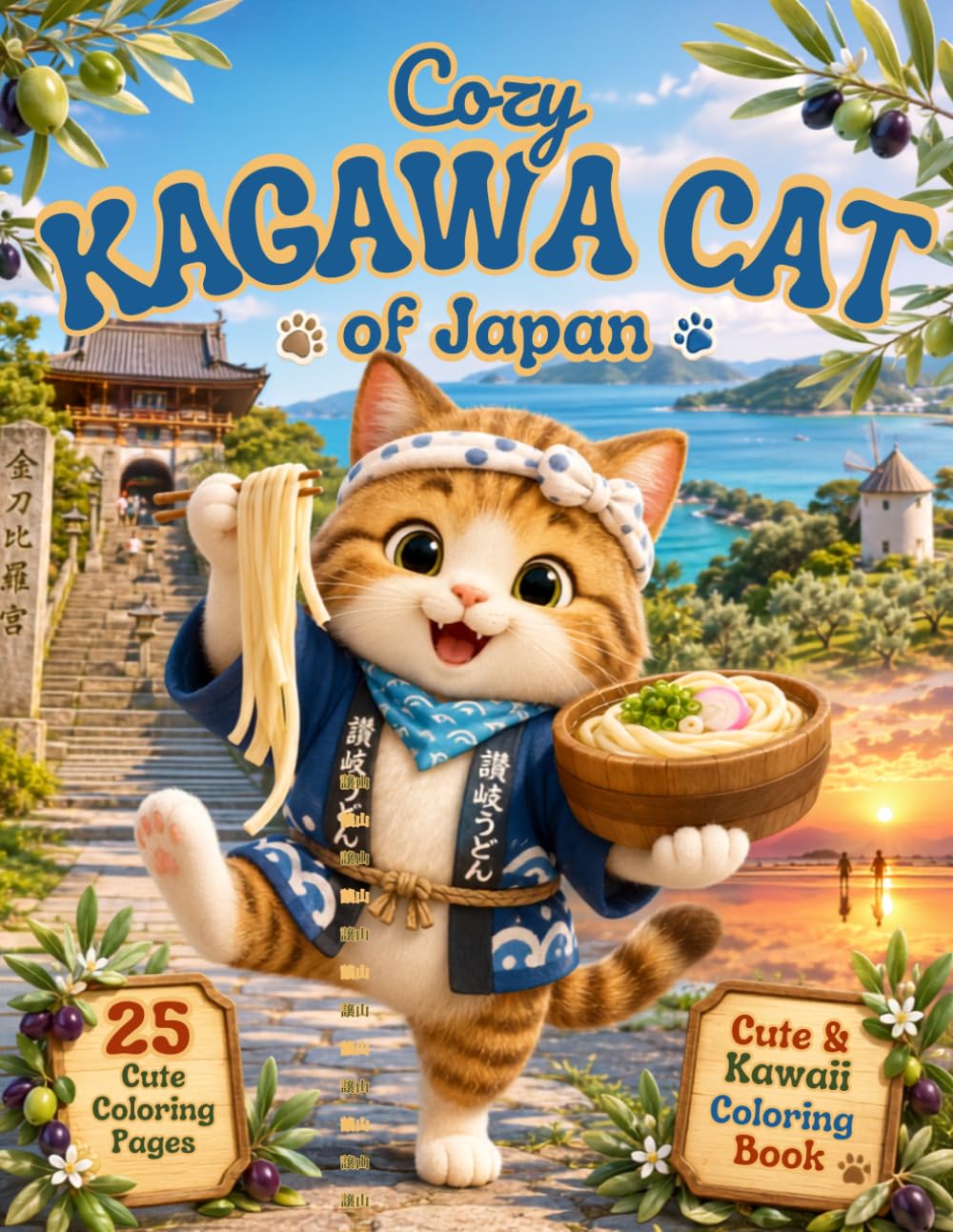 Cozy Kagawa Cat of Japan: Cute & Kawaii Coloring Book with 25 Relaxing Pages (Cozy Cat of Japan)