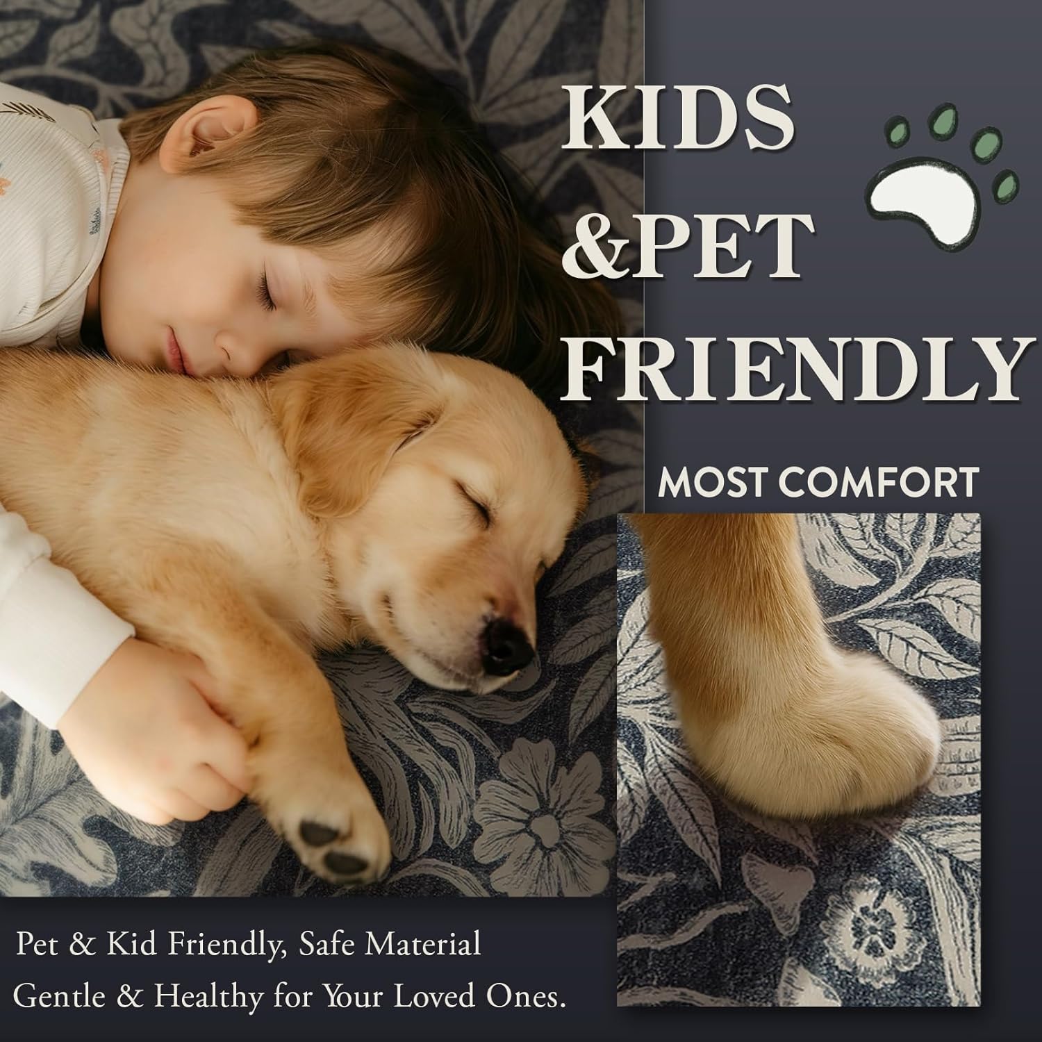 Lahome Nadine Forest Rabbit Indoor Rugs for Entryway, Animal Soft Washable Bedroom Easter Rug 3x5, Whimsical Woodland Dark Gray Carpet for Living Room Study, Bunny Stain Resistant Entrance Mat Indoor