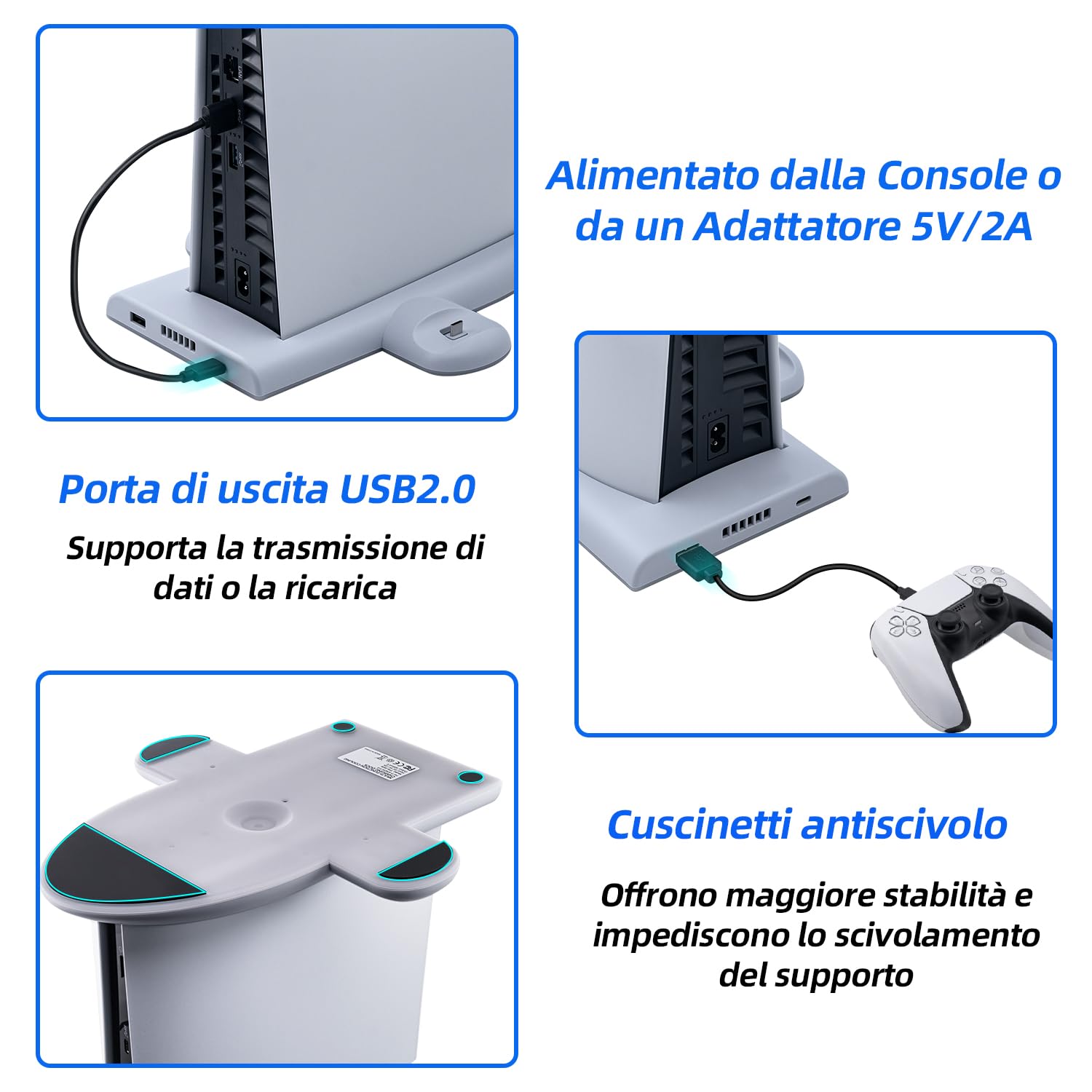 Wigearss Supporto Verticale di Raffreddamento PS5 Slim con 3 Livelli di Velocità Regolabile del Ventilatore, 9 Luci RGB, Doppio Controller di Caricatore per PS5 Slim, Non per PS5/PS5 Pro
