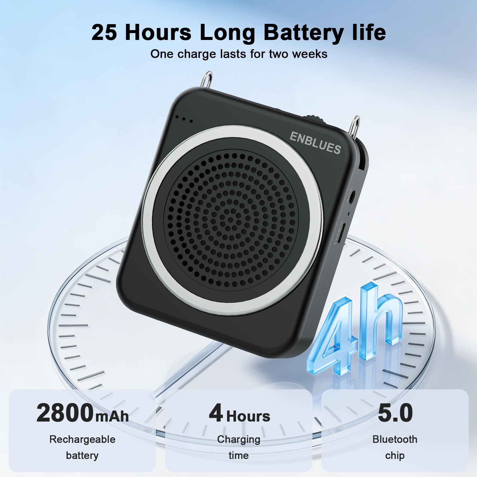 Kabelgebundenes Mikrofon Sprachverstärker für Lehrer, 15W 2800mAh Tragbarer Lautsprecher für Klassenzimmer, Training, Tourführer, Yoga, Outdoor, (Schwarz)