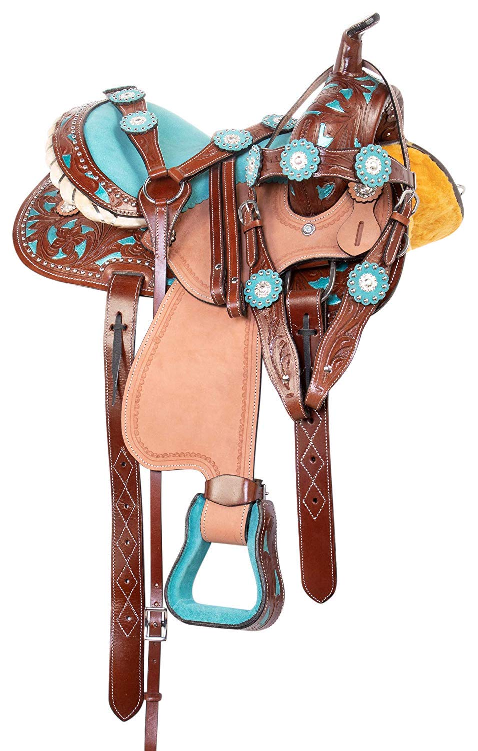 Wade Tree ME-WLS-276 Ensemble de sellerie de travail en cuir de style western pour cheval, 25,4 cm à 45,7 cm (siège de 35,6 cm