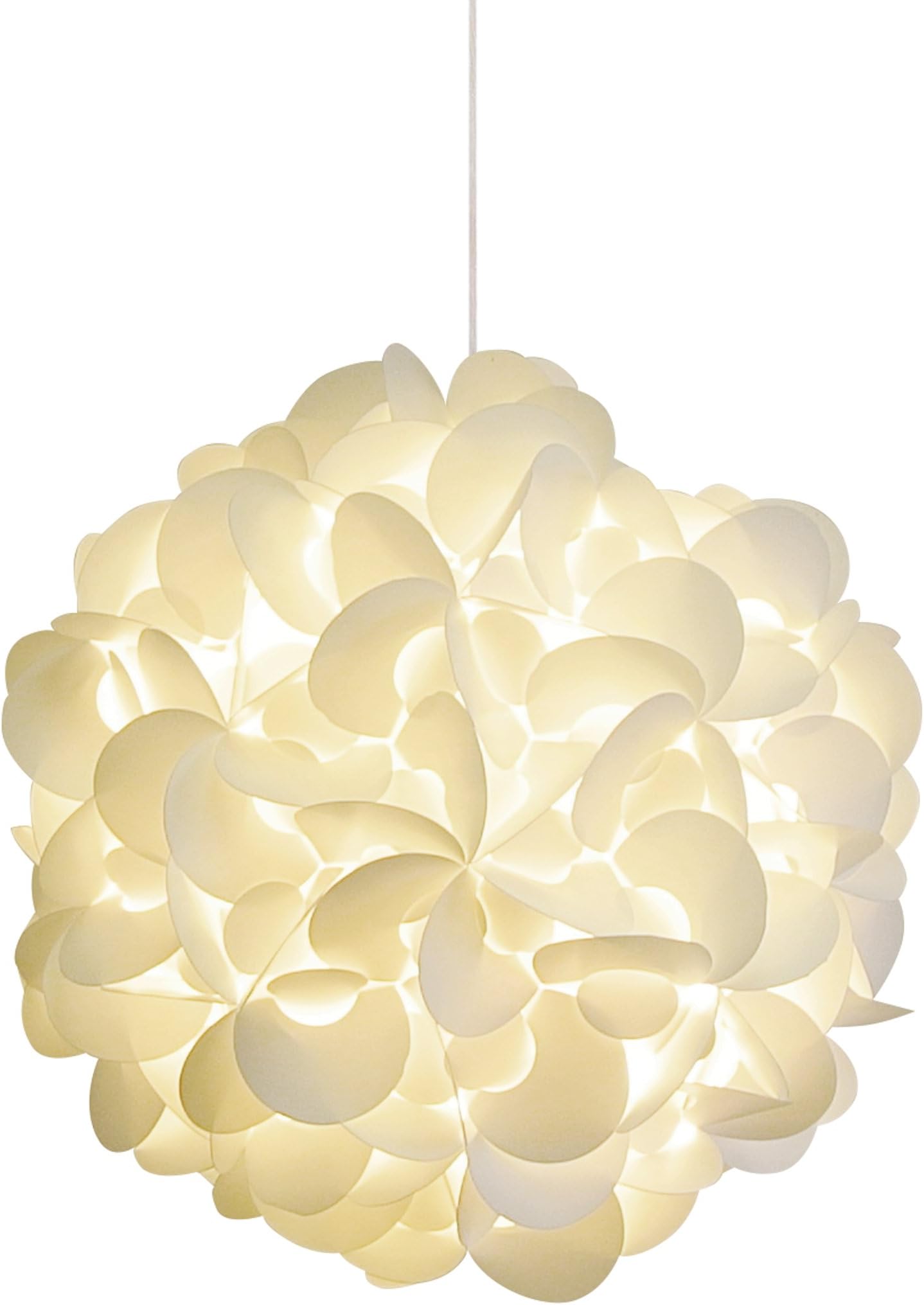 Akari Lanterns Deluxe Rounds 20” Wide, Warm White Glow, Modern & Unique Ceiling Hanging Light Fixtures/Swag Plug in or Hardwire as Pendant Lamp Shade - Spiral Bulb Included, Easy to Install