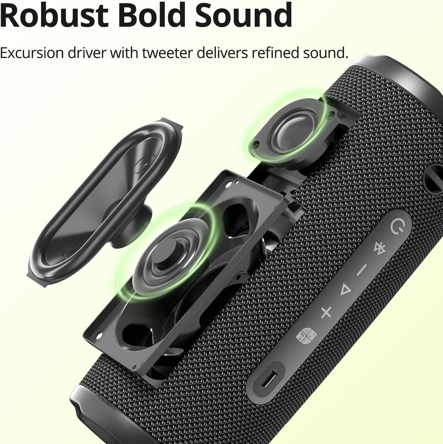 Diagram showing internal components of Tronsmart Mirtune C3 Plus speaker