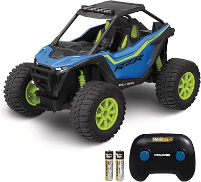 Polaris RZR Remote Control UTV 114 Scale 2WD RC Car, Officially Licensed Polaris RZR, Full-Function 2.4GHz Radio Control, USB Rechargeable, Ready to Run, Blue