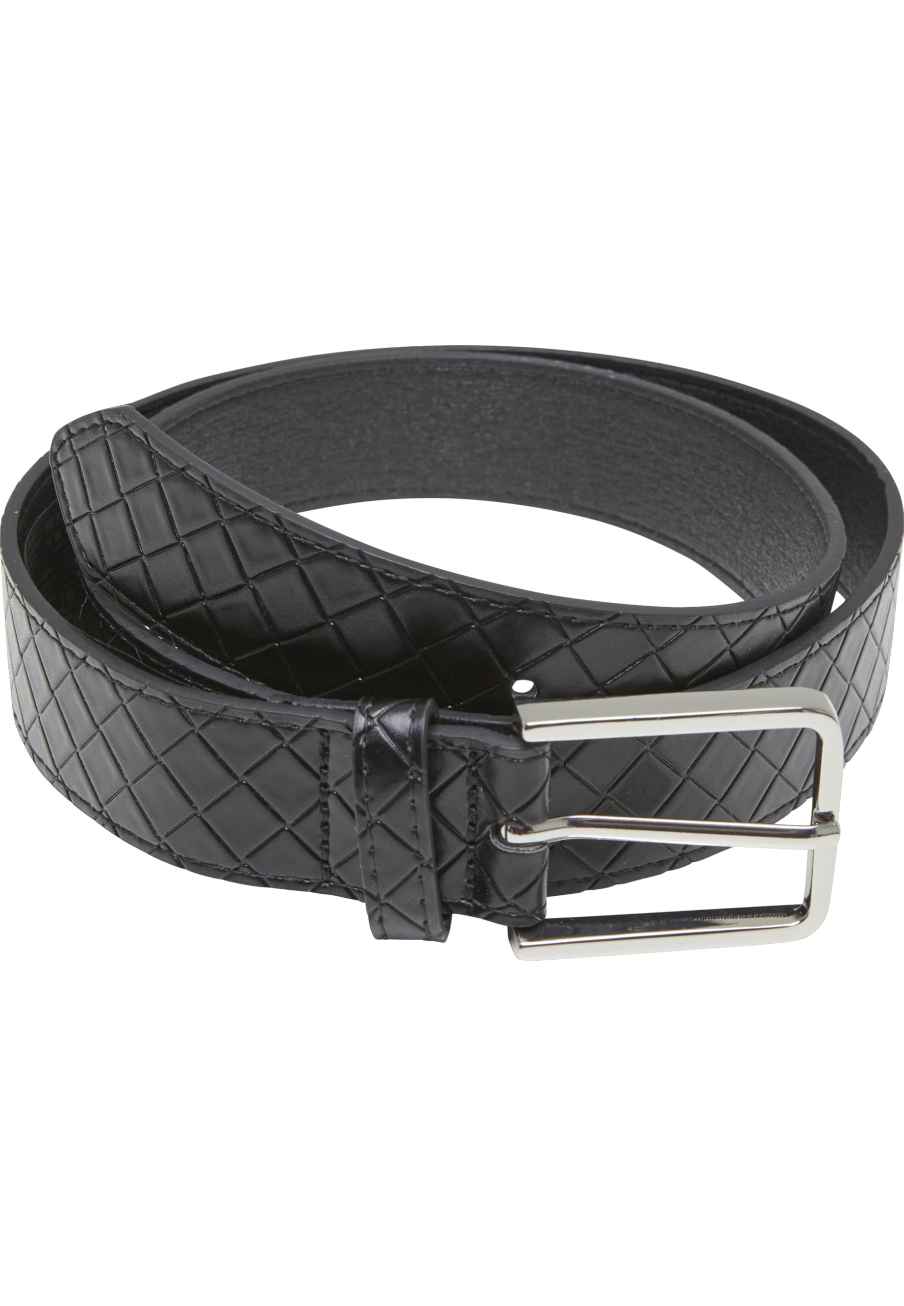 Urban Classics Men's Tb7217-woven Embossed Synthetic Leather Belt, Black/Silver, S-M