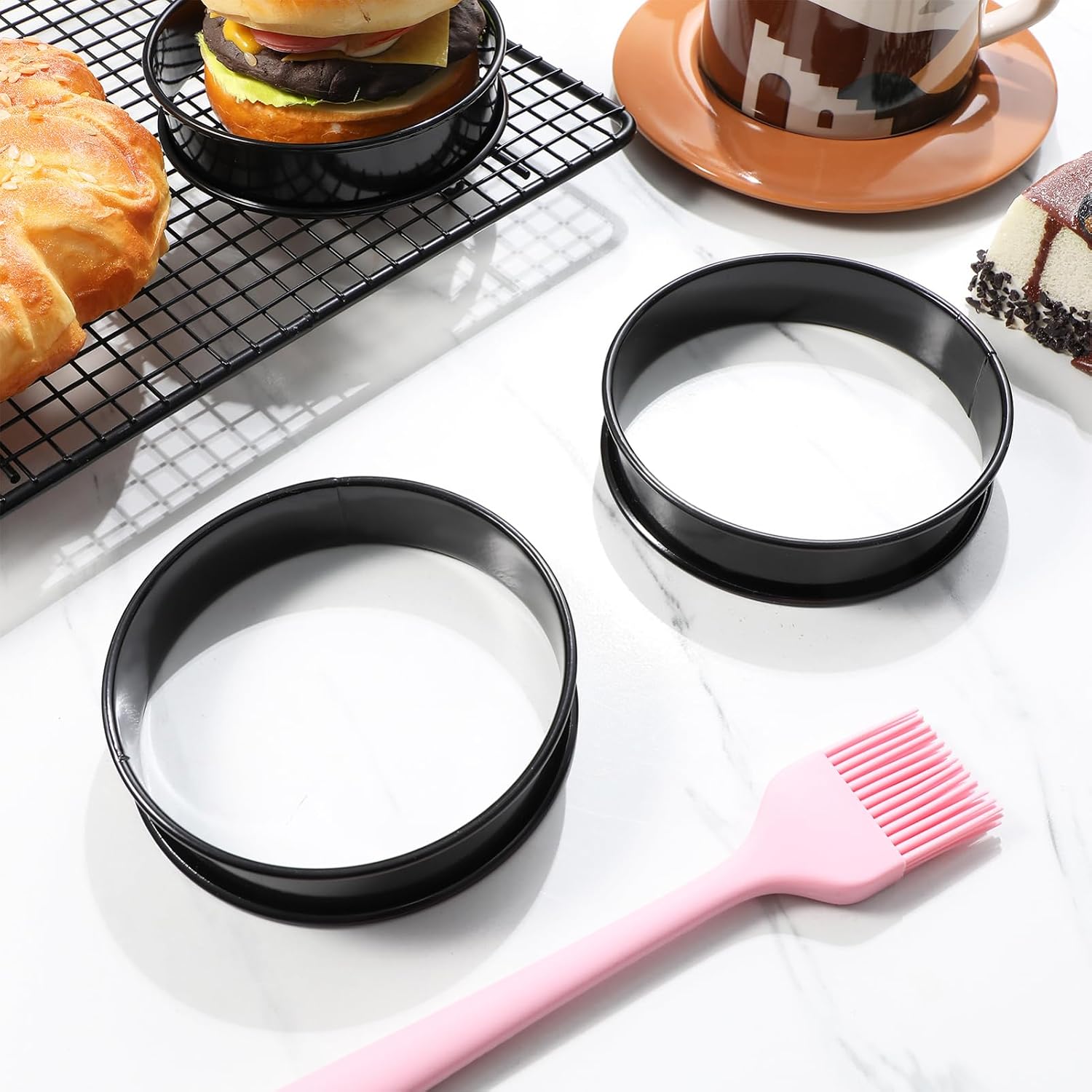 Cabilock 10pcs Stainless Steel Cookie Cutters Baking Accessories for Round Cakes Egg Molds Pastry Rings for Home Party