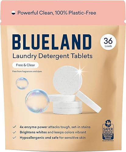 BLUELAND 36 tabletas de detergente para ropa sucia, alternativa sin plástico a vainas, hojas o líquidos, detergente natural, sostenible y ecológico