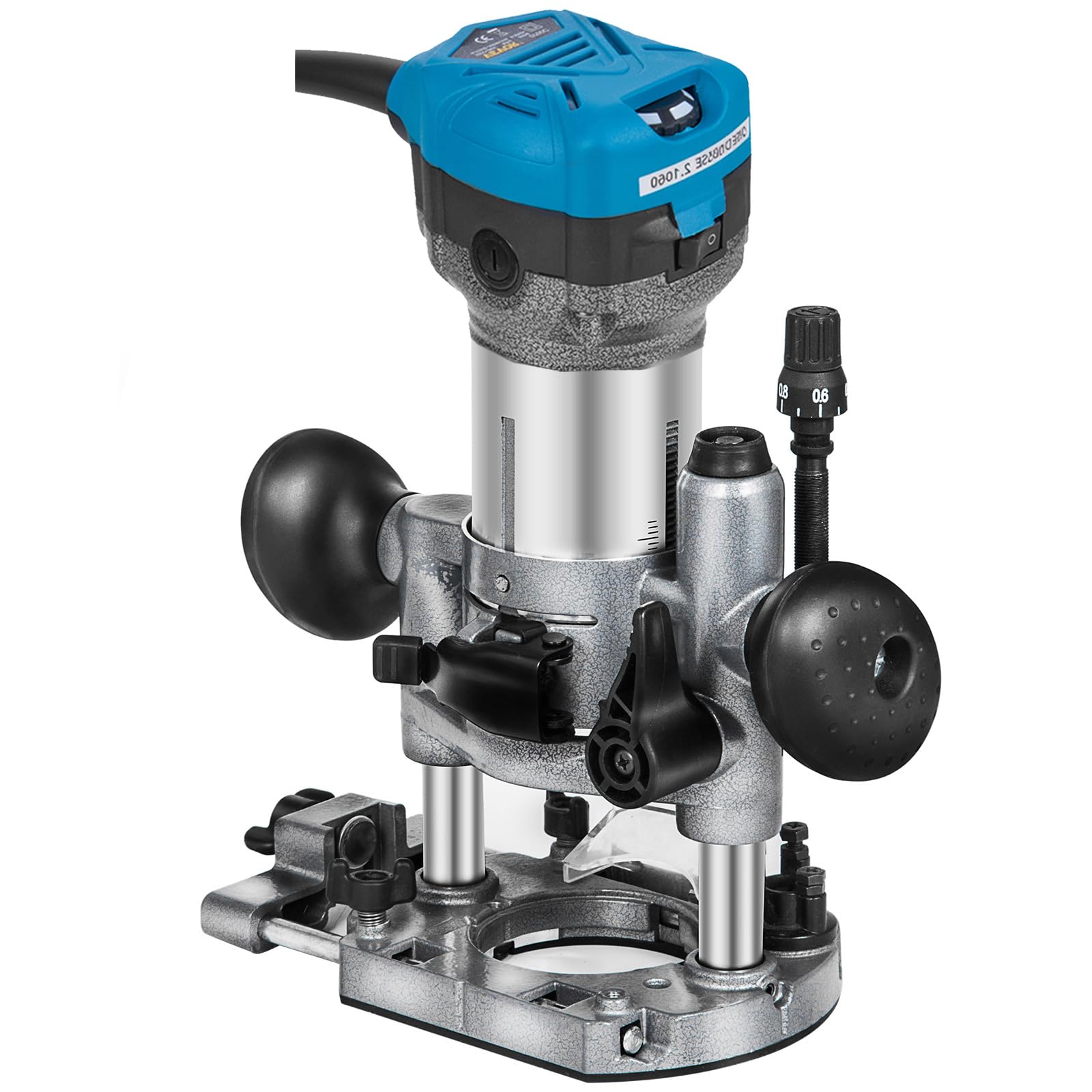 Fresadora con 3 bases para madera, 800 W, con base fija, base de inclinación, base de inmersión, metálica.
