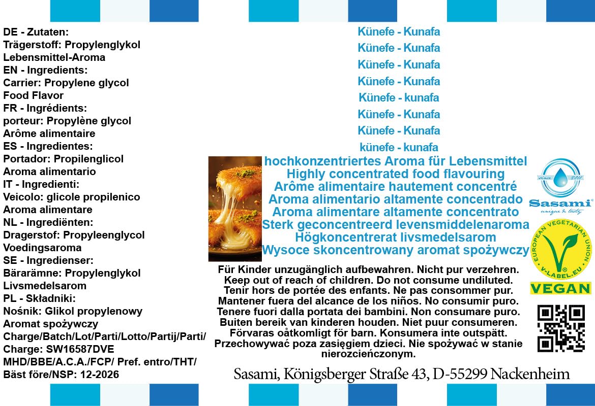 Künefe - kunafa aroma concentrato - vegano - Sasami - 100ml