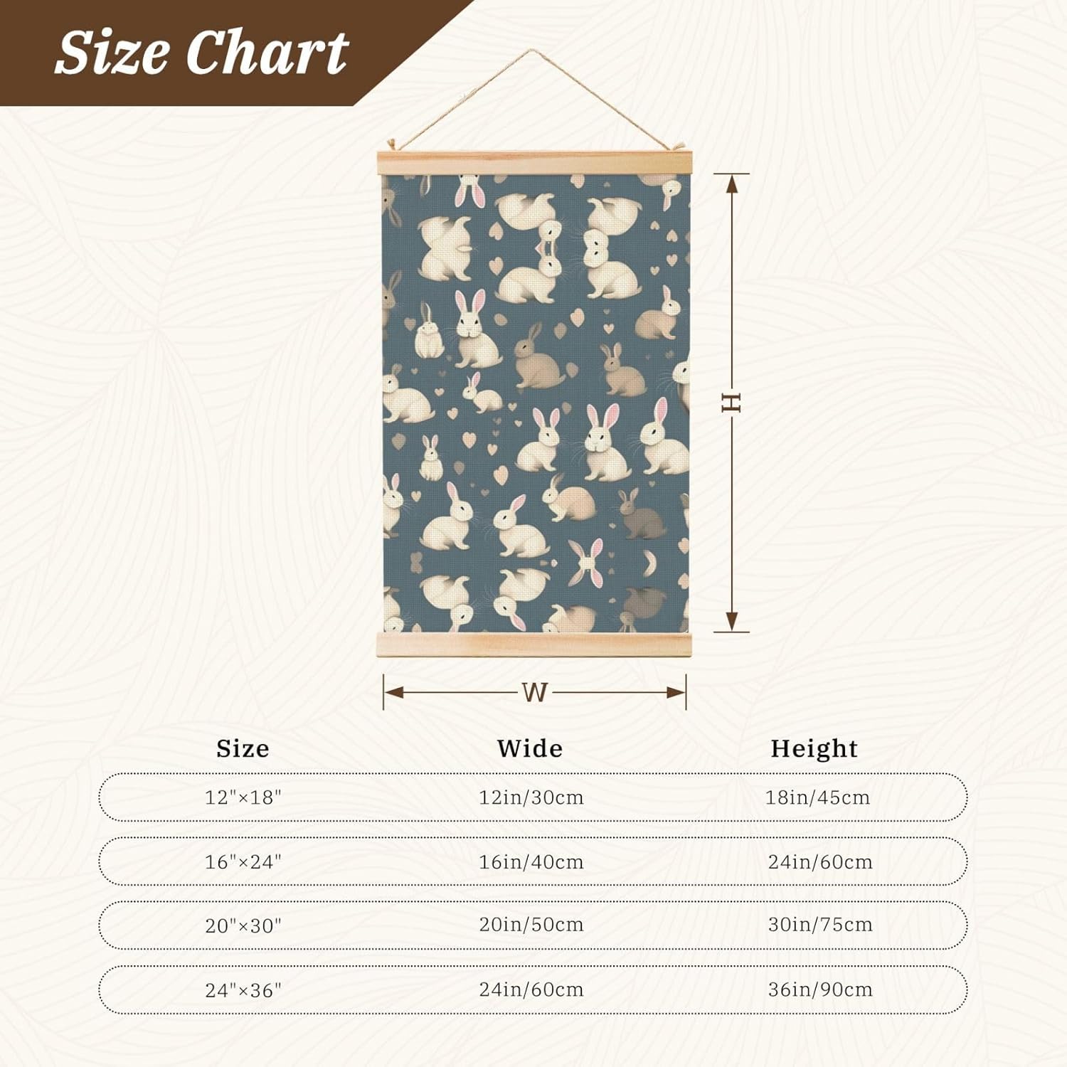 Rabbit Background Print Poster Hanger,Hanging Poster, Poster Frame,Wood Poster Hanger, For Wall Hanging