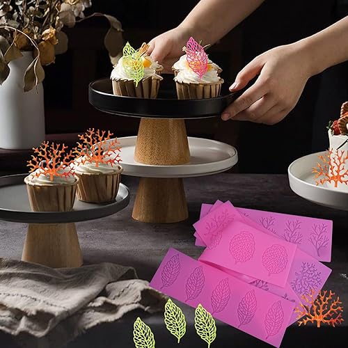 Miniatura 6 de 5 moldes de hojas huecas de silicona para fondant de hojas huecas, molde de silicona 3D de rama de coral, molde de encaje para hornear, hoja,