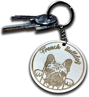 Wooden French Bulldog Keychain, Dog Lover Keyring, Custom Wood Acessory, Pet Lover Customizable