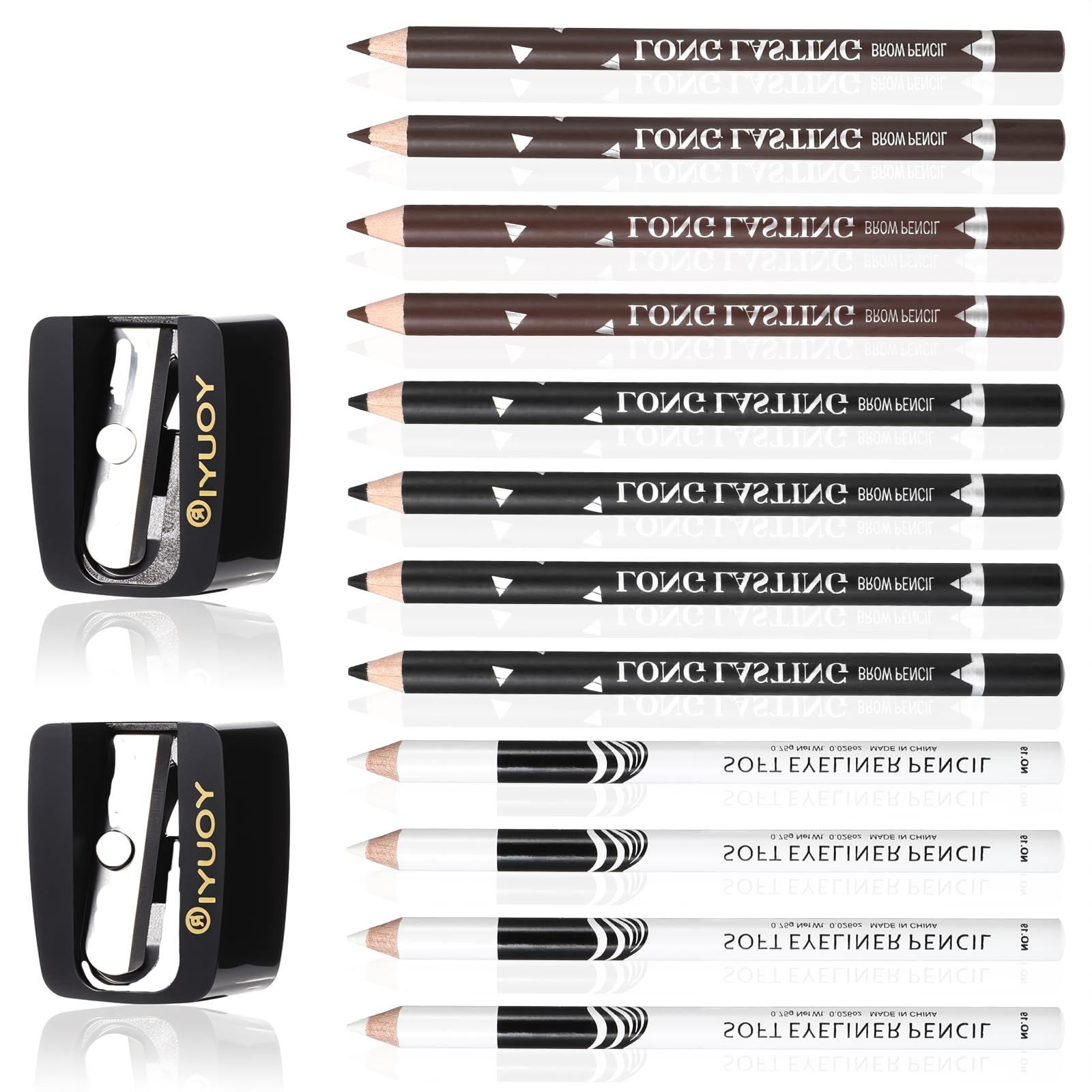 DIVINA VITAE 12PCS Barber Pencil for Lineup, Beard Pencil with 2 Built-in Sharpeners, Barber Enhancement Spray Hairline Pencils for Men Women(Black,