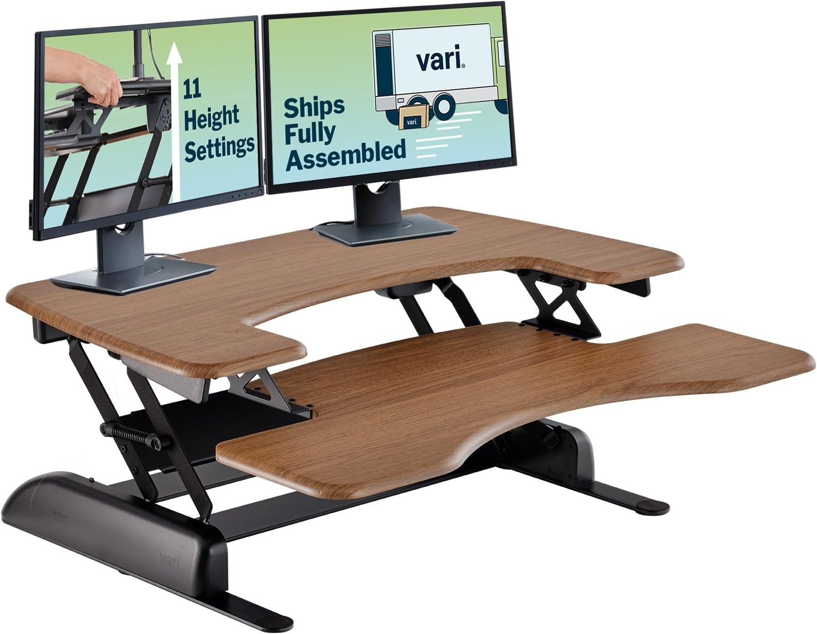 Vari Pro Plus 36 Standing Desk Converter – Spring-Loader Lift – Walnut