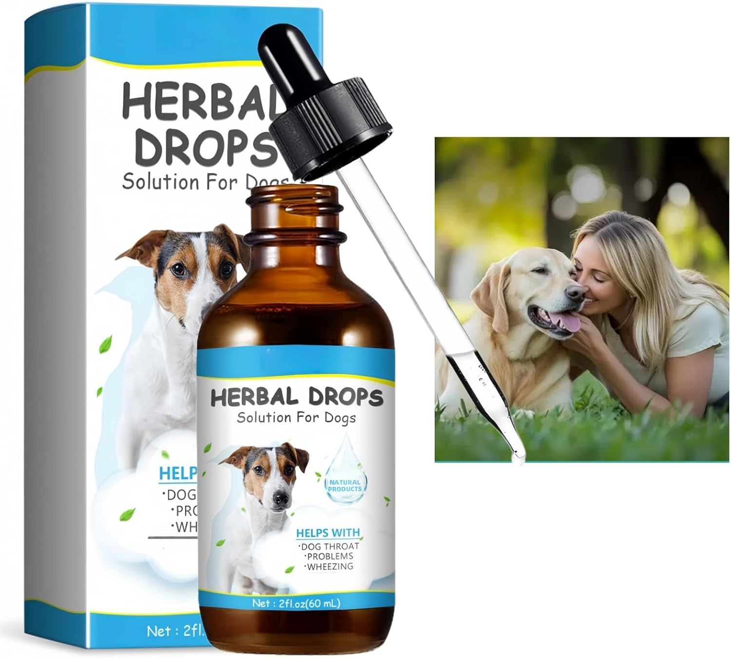 60 ML Herbal Drops for Pet Cough Relief – Natural Cough Treatment for Dogs & Cats, Fast-Absorbing Liquid for Dry Cough & Sore Throat Relief, All Breeds & Sizes,Body Care Fast-Absorbing Liquid