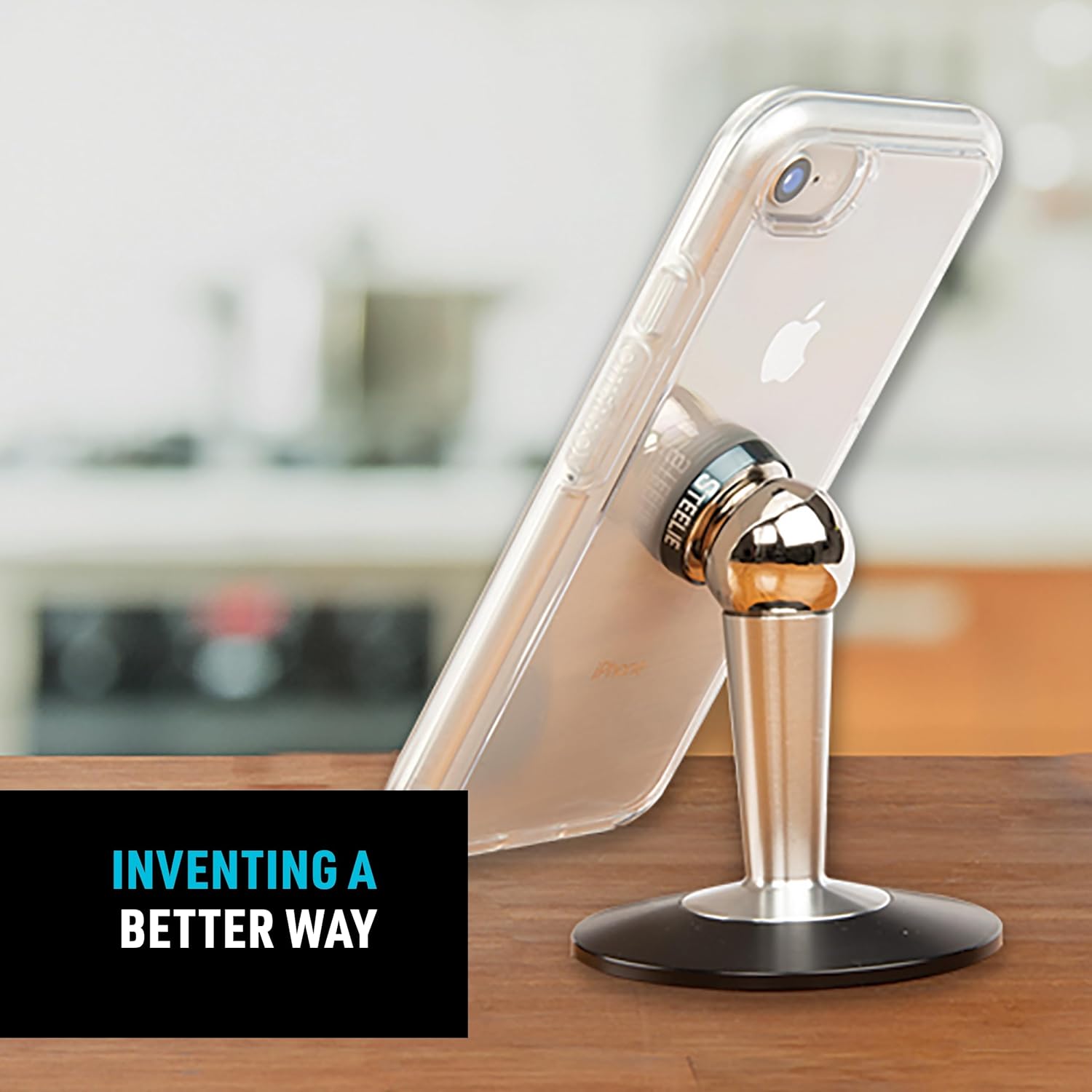 Nite Ize Steelie Pedestal Mount - Tabletop Stand Compatible with MagSafe iPhones & Tablets - Magnetic Desk Phone Mount - Phone Holder Accessories for Hands-Free Use & Adjustable Viewing