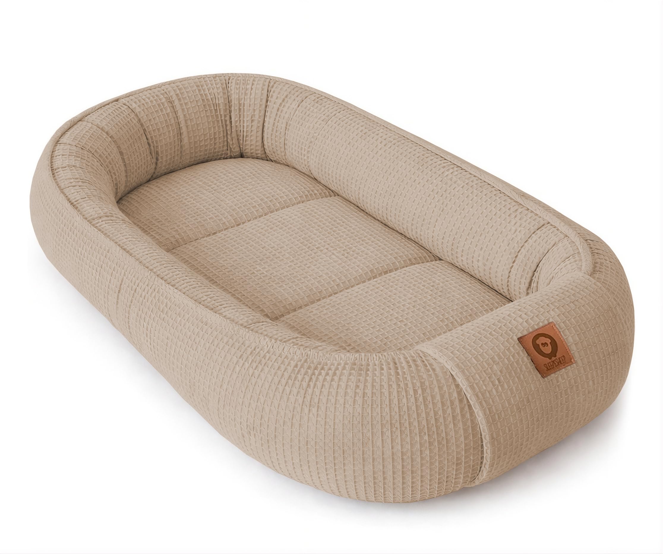 Babynestchen Neugeborene – Babynest aus Waffelpique Baumwolle – Nestchen Baby für Babybett & Kinderbett – Babykokon Tragbar – OEKO-TEX zertifiziert – Zubehör Babybett - Braun Waffelpique