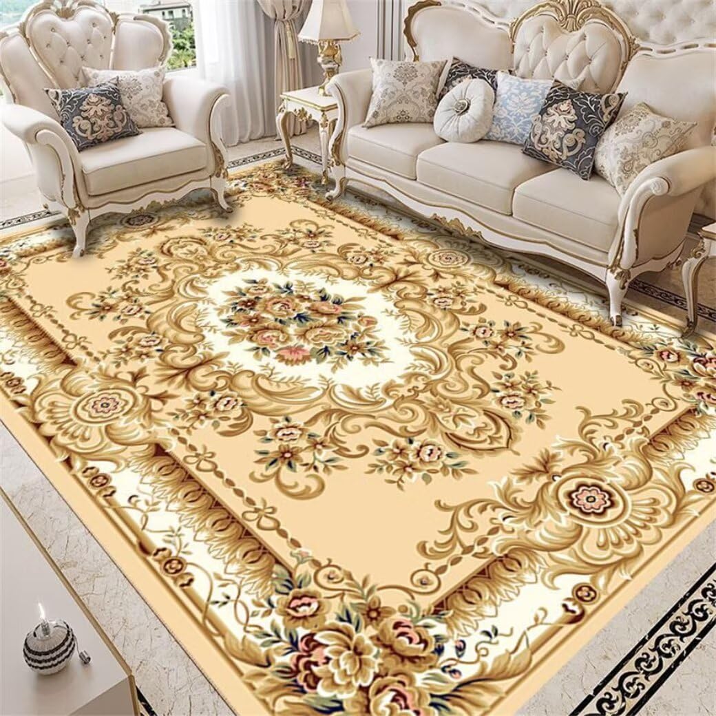 Tapis de chambre ado jaune à fleurs vintage pour un coin cosy
