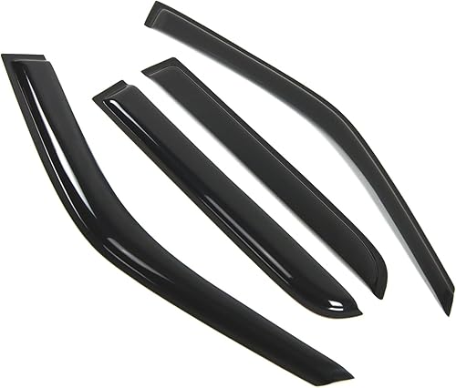 TuningPros DGWV-228 - Deflector de visera de ventana de canal exterior, protector de lluvia, teñido de humo, juego de 4 piezas