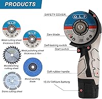 Vista 4 de Kit de amoladora angular de cepillo inalámbrico, mini herramienta de molienda angular eléctrica de 19500 rpm con 2 baterías de 16.8 V 2000 mAh y 5