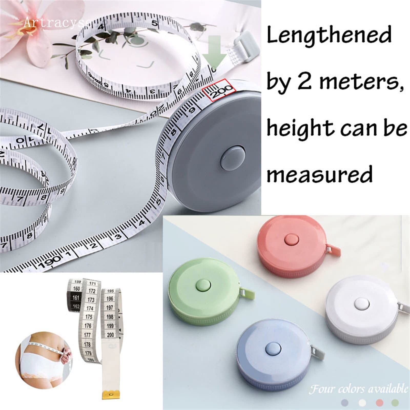 Cinta métrica 6.6 ft/79 pulgadas Cinta métrica suave Doble escala Cuerpo Costura Regla flexible para pérdida de peso Medición médica del cuerpo Costura Artesanía (color: blanco, longitud: 6.6 ft)