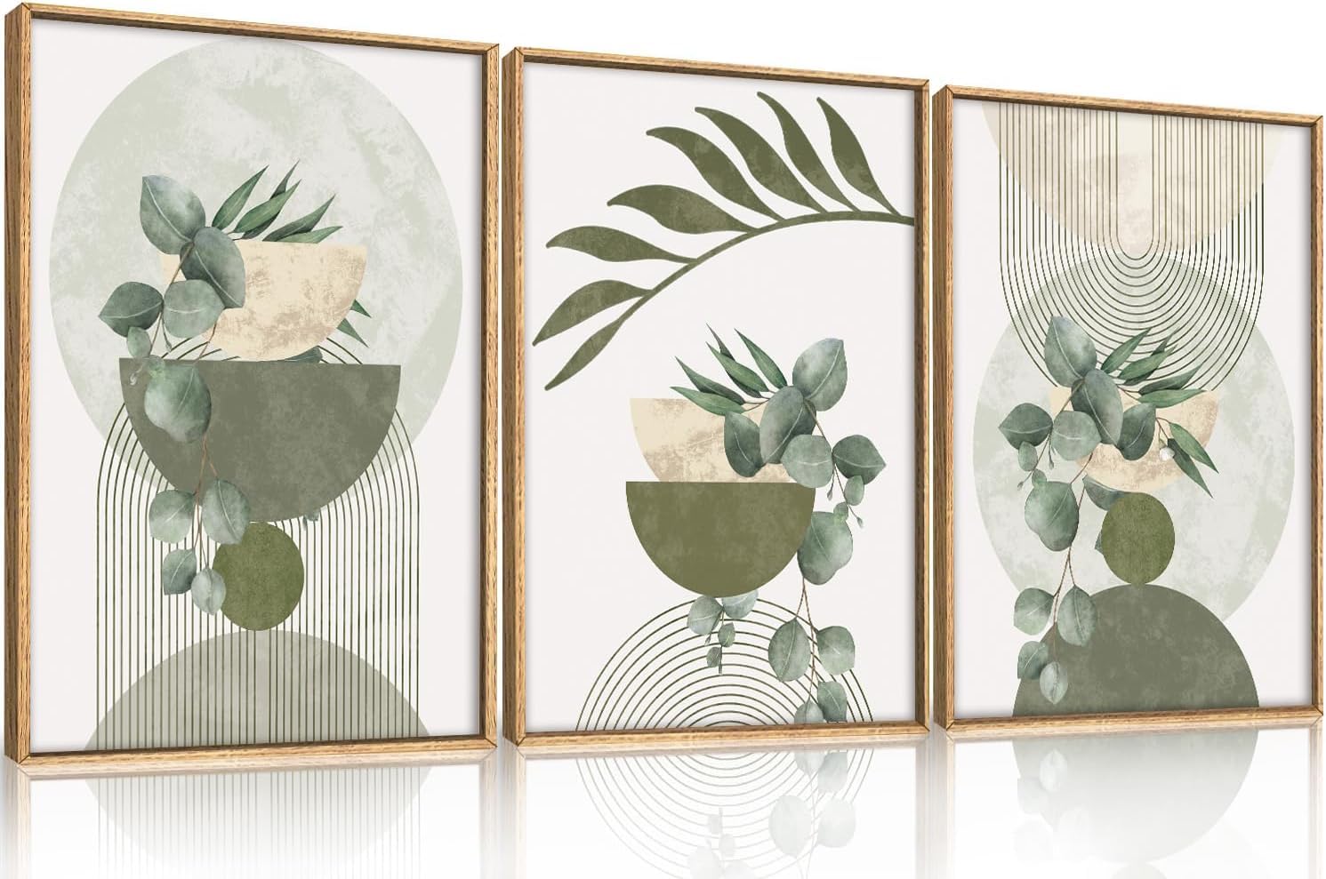 Ausril Large Abstract Green Gray Pastel Framed Canvas Wall Art,Neutral Landscape Wall Decor,Modern Watercolor Lake Artwork,Beige Textured Illustrations Art for Living Room,Bedroom,Office- 16"x24"x3 — view 31