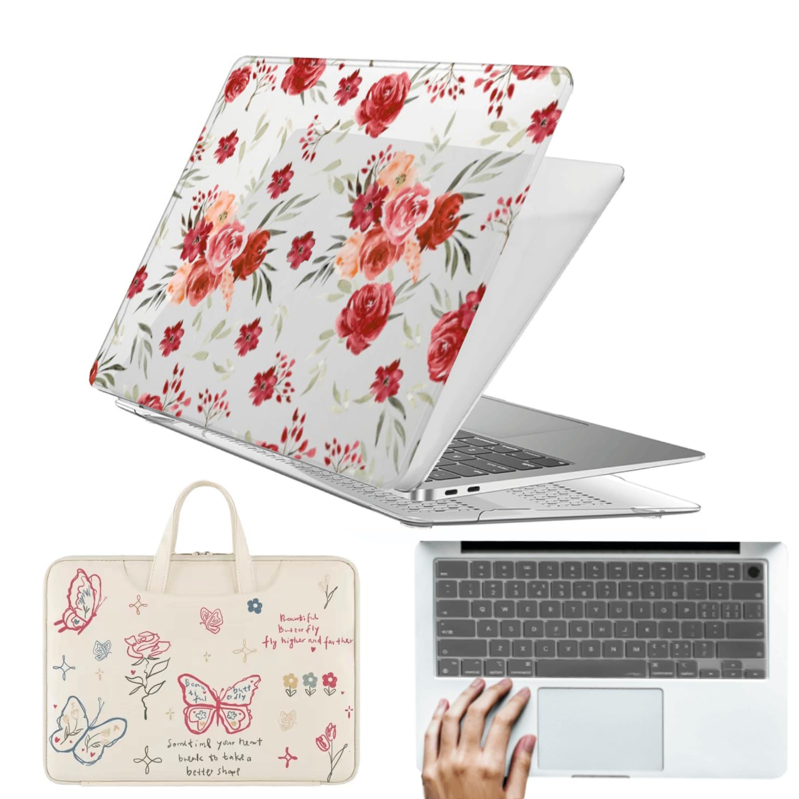 Funda MacBook Pro 16 modelo A2141 rosa con protector teclado y bolsa 8