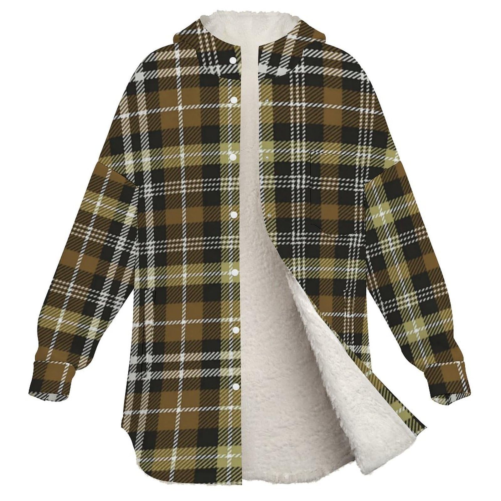 Sudadera Invierno con Capucha de Forro Polar Mujer Enrejado Cálido Hoodies a Manga Larga Felpa Sudadera con Bolsillos, Verde Oliva