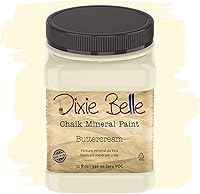 Vista 110 de Dixie Belle Paint Company - Pintura con acabado de tiza para muebles, color blanco lino (Drop Cloth), 8 fl oz, pintura mineral color blanco lino mate