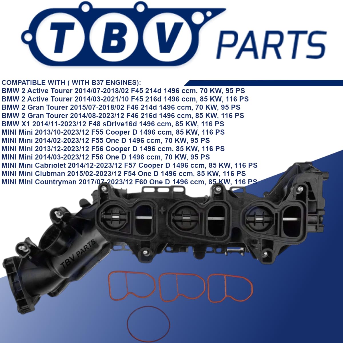 Colector De Admision D F55 F56 B37 11618513855 8593972 11618593972 11618596905 8596905 Modulo Colector de Admision para X1 F48 16D 2014, X2 F39 16D 2018