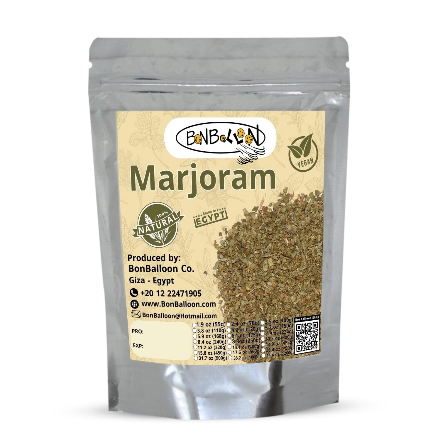 BonBalloonMarjoram Dried Origanum Majorana 100percent Natural Organic Herbal Herb Leaves Leaf Spice Seasoning Egyptian Mediterranean Kosher 5.3 oz 150