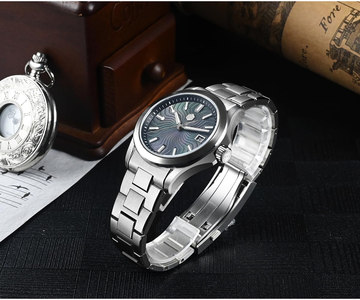 San Martin 39 mm Guilloche MOP Dial Dress Męskie zegarki 9015 Luksusowe męskie automatyczne mechaniczne SN0150 zegarek