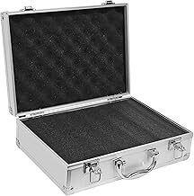Aluminum Tool Case, Small, Aluminum Alloy Tool Box, Case, Attache Case, Sponge, Tool Storage, Storage Case Box, Block Cushion Included (Silver)