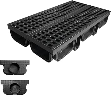 2 Pack 19.7x5.5x3.7 in. A15 Channel Drain with HDPE Grates