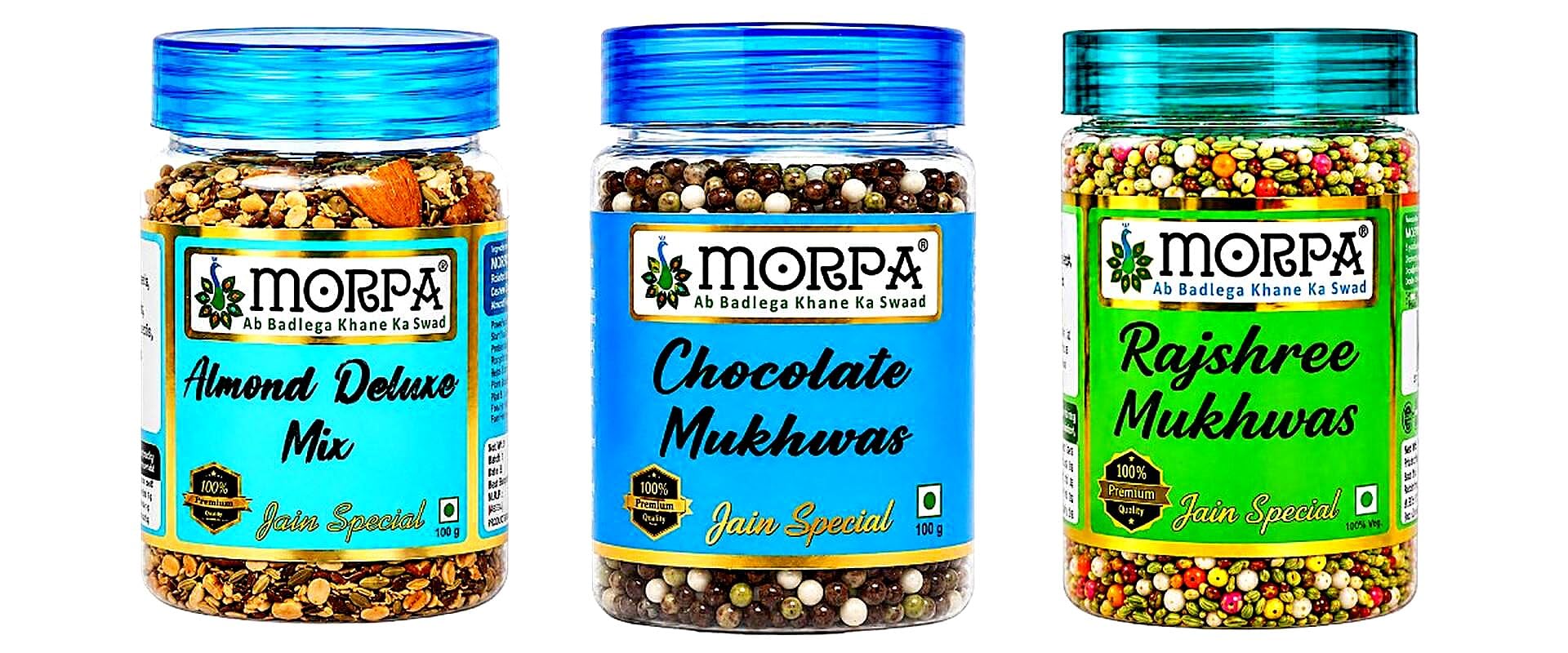 Morpa Almond Deluxe Mix, Chocolate Mukhwas and Rajshree Mukhwas Combo Pack, 100g Each, Pack of 3-image-13