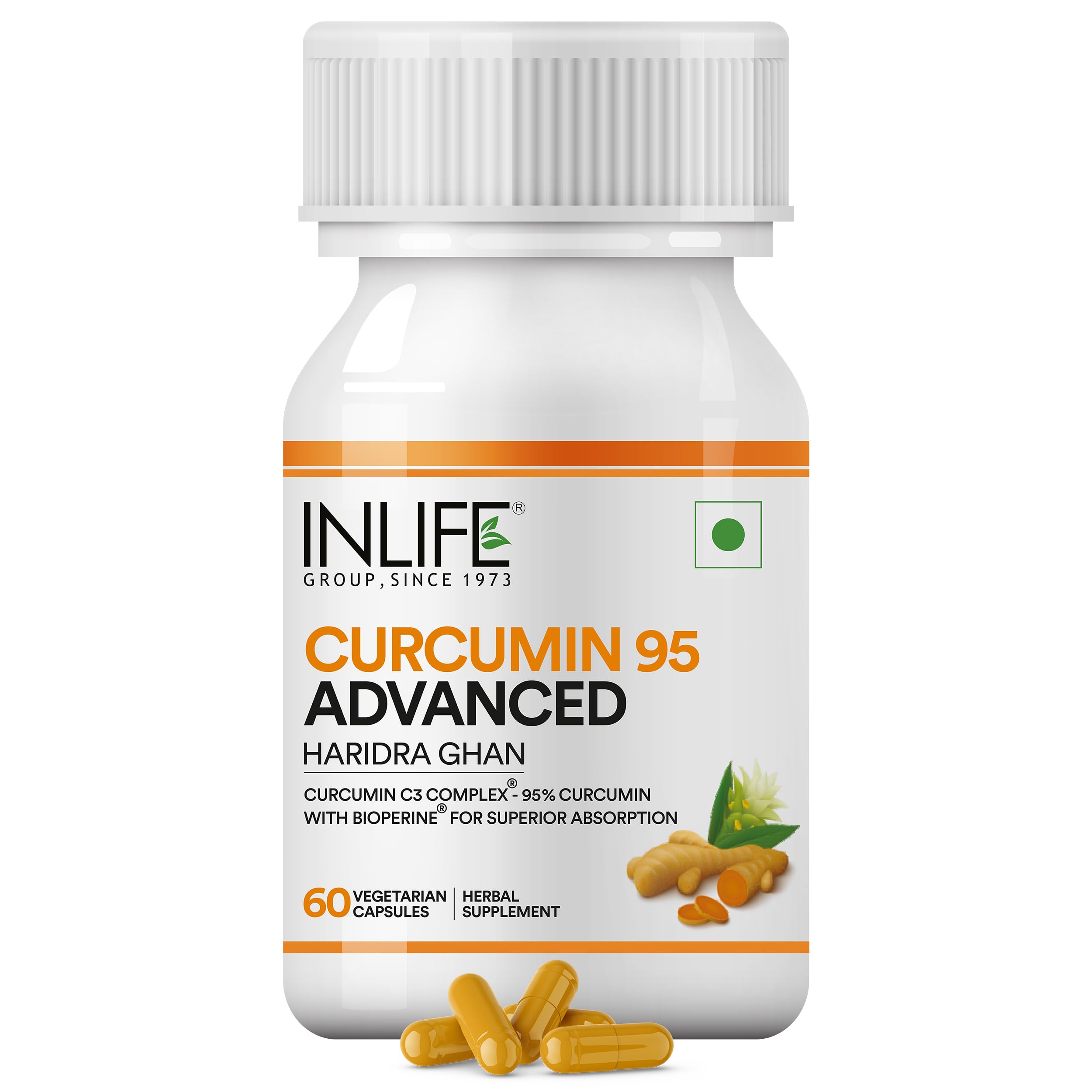 INLIFE Curcumin C3 Complex (95% Curcuminoids) 500 mg Turmeric with BioPerine (Piperine) Extract Supplement 5 mg - 60 Capsules (Pack of 1)-image-27
