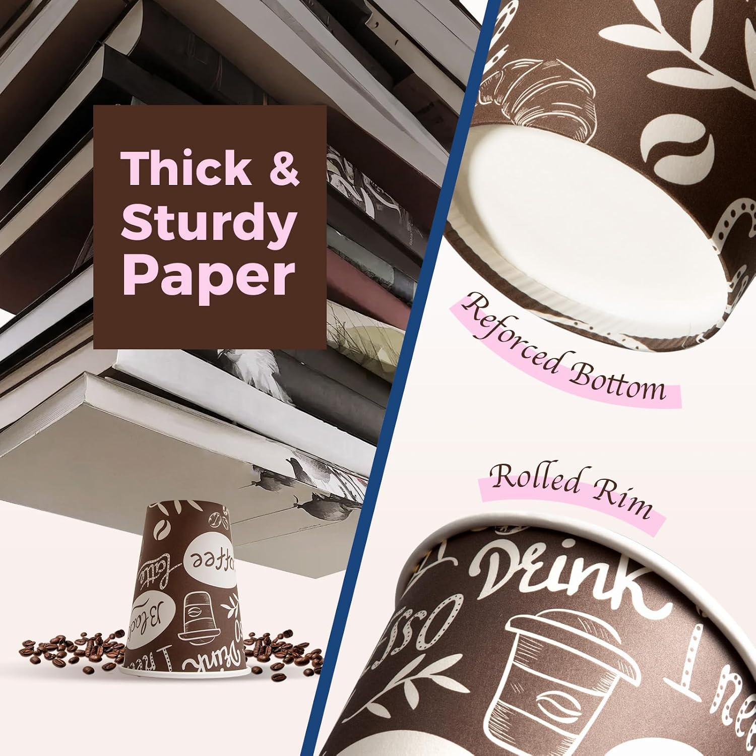 Fit Meal Prep 12 oz Coffee Cups 1000 Count, Leak-Proof Hot Cup, Disposable Paper Coffee Cup Bulk for Hot/Cold Beverage, Durable Thickened Paper Cups for Party, Office, Bussines, Home, Bistros image 3