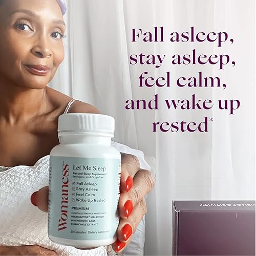 Miniatura 3 de Womaness Let Me Sleep Suplementos para adultos  Ayuda natural para dormir con melatonina 3 mg, suplemento de magnesio, GABA y extracto de manzanilla