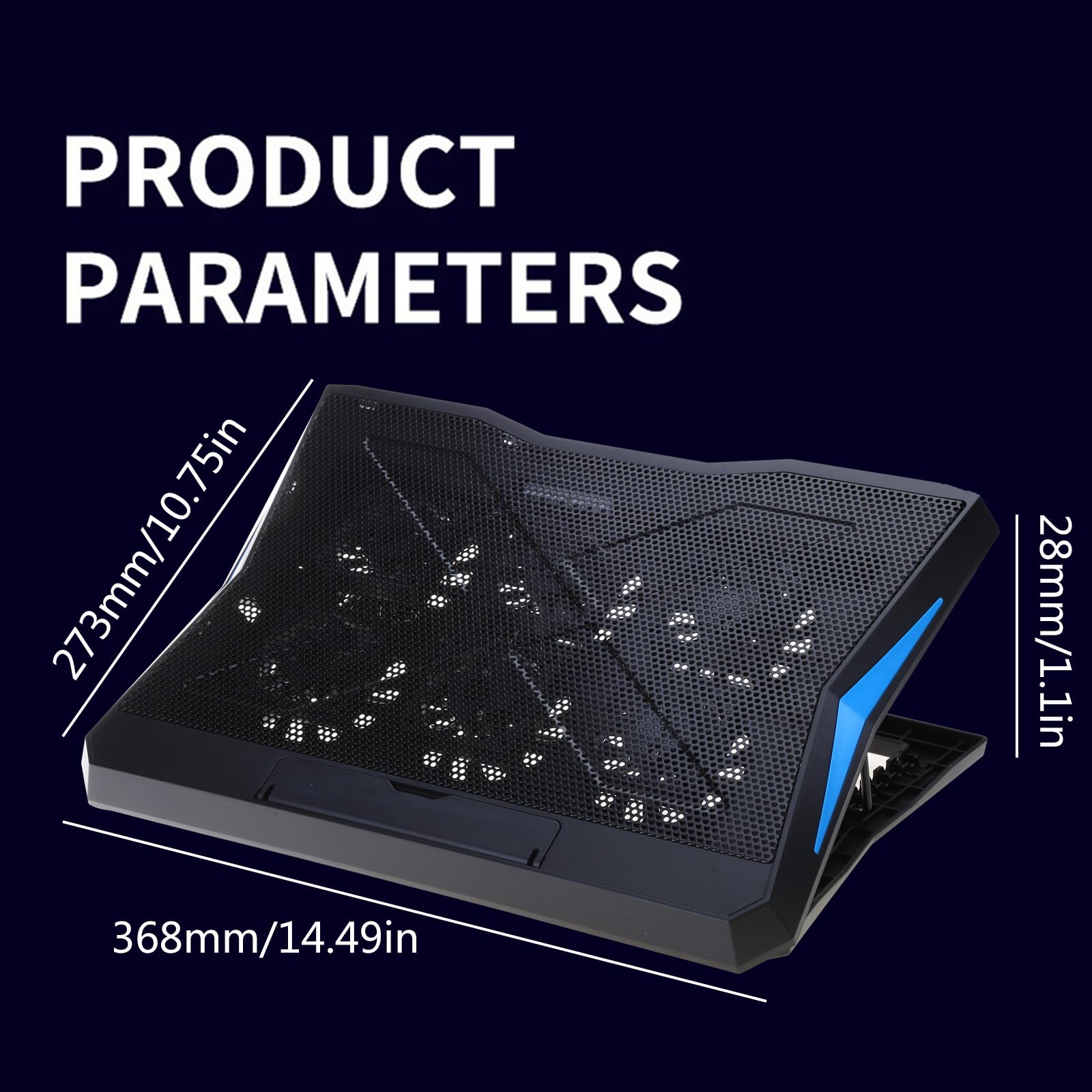 Refroidisseur pour ordinateur portable 6 LED silencieuses jusqu'à 45,7 cm, 6 angles réglables, rehausseurs d'écran d'ordinateur réglables