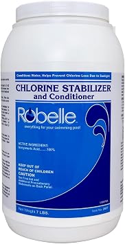 Robelle 7-Pounds Premium Chlorine Stabilizer and Conditioner, Concentrated Cyanuric Acid for Pools, Pool Stabilizer, Helps Chlorine Last Longer, Made in USA