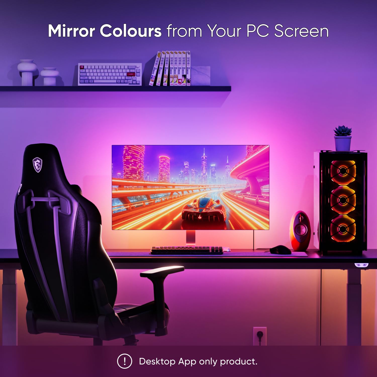 Nanoleaf PC Screen Mirror LED Strip Light, 2.5M RGB IC Zigzag Backlights, Seamless Stick to Monitors up to 32” - Image 3