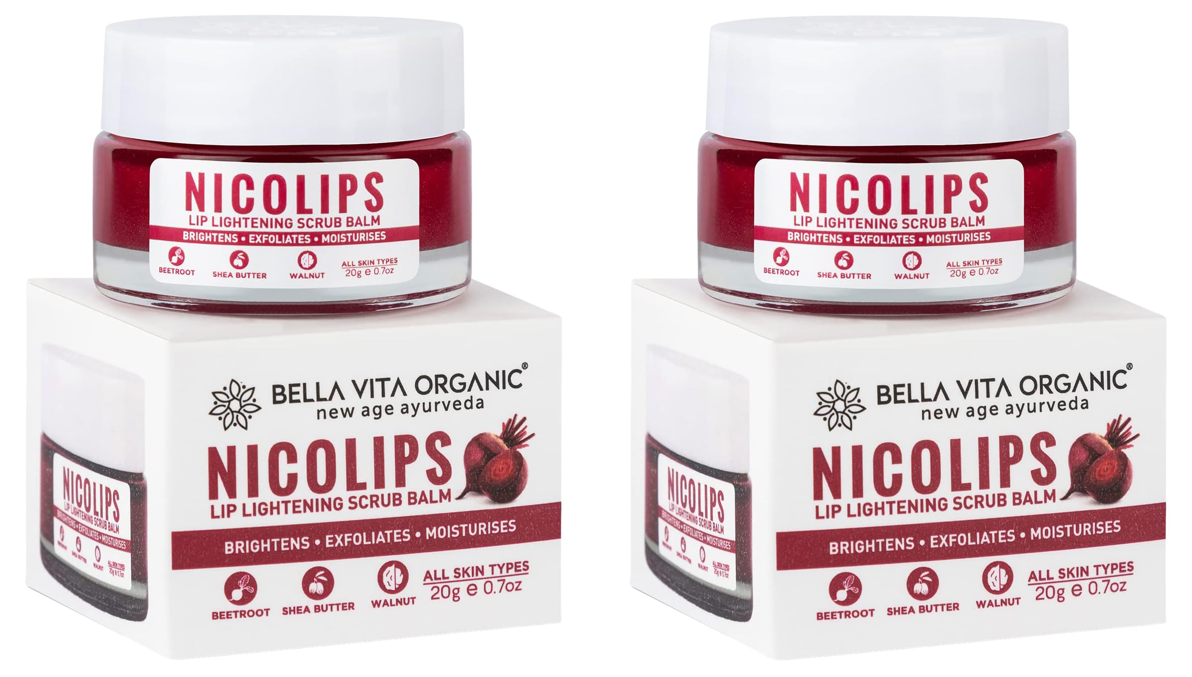 Bella Vita Organic Nicolips Lip Scrub Balm For Dark Lips Anti Pigmentation, Dry, Chapped, Smoking, Lipstick Stains Removal Lipcare For Unisex 20 G (Pack Of 2),Red-picture-15