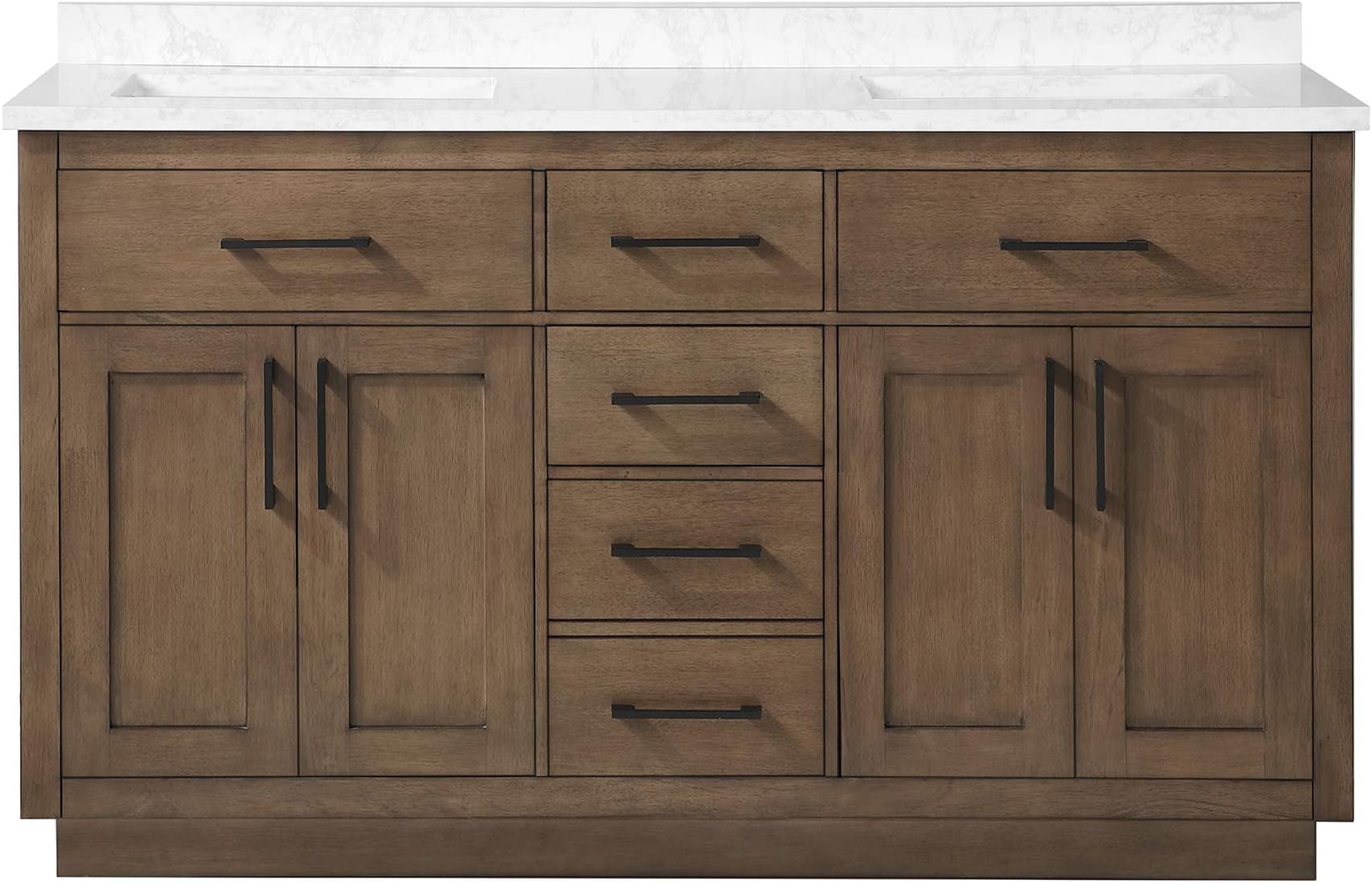 Amazon.com: Riley & Higgs 60 Inch Hickory Bathroom Vanity with Double ...