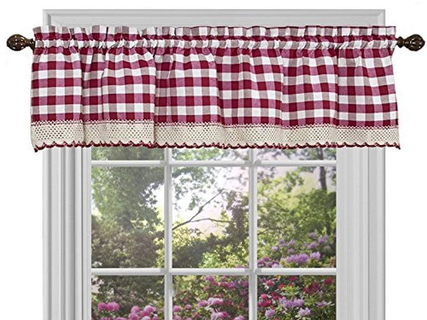 Sweet Home Collection Kitchen Window Curtain Panel Treatment Valance, 14" x 58", Burgundy