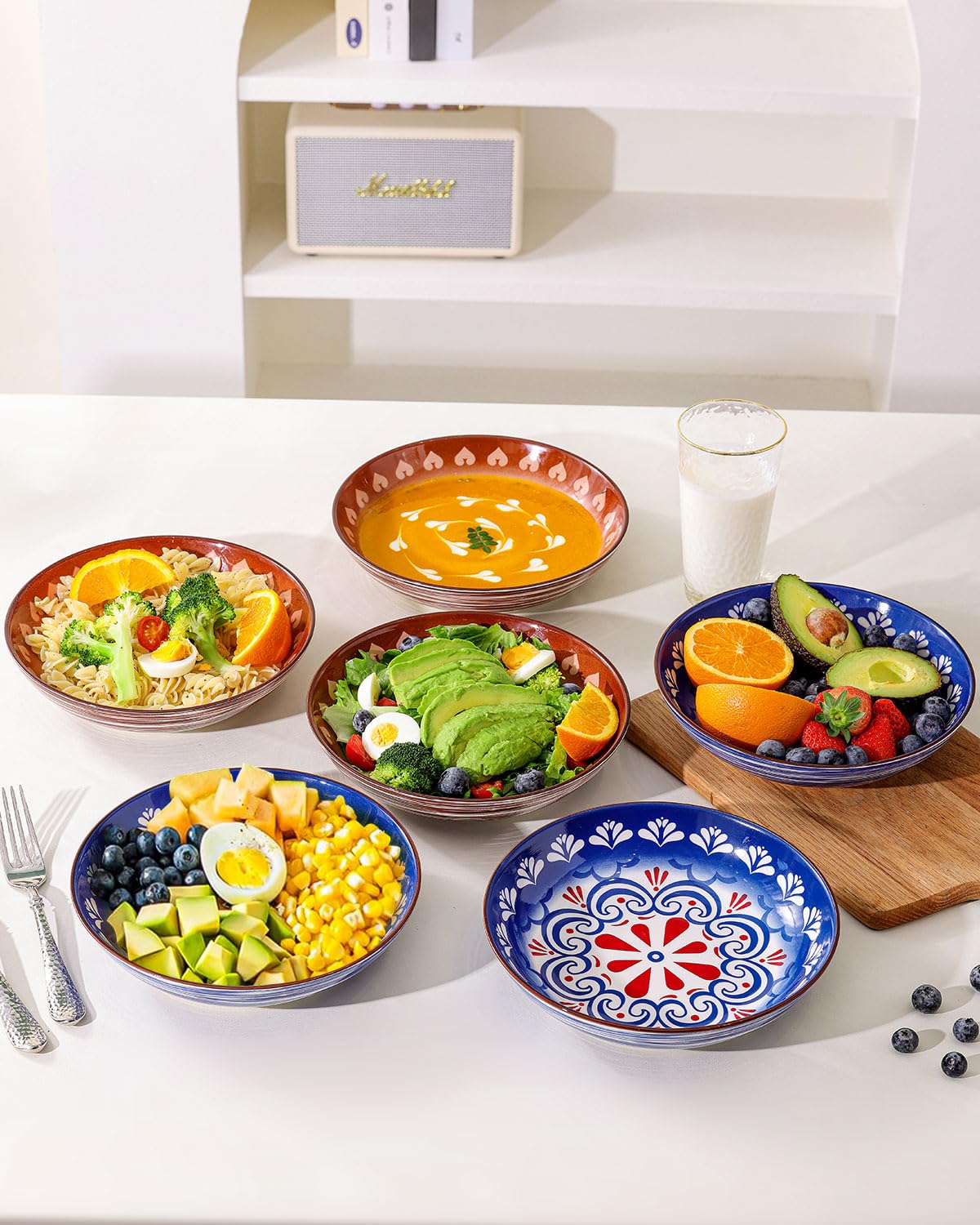 Amazon.com | Yeacccng Bohemian Pasta Bowls Set of 6, 8.5 Inch 35